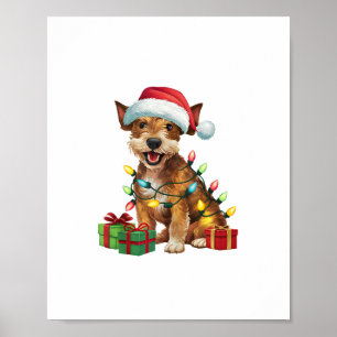 Poster Iluminação de Natal Cachorro Jagdterrier Chapéu do
