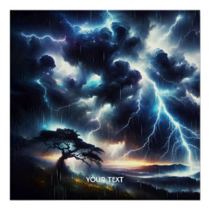 Póster Iluminação Fantástica da Chuva da Árvore