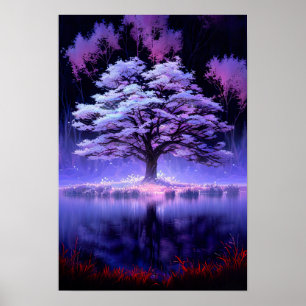 Poster Iluminação misteriosa da árvore do lago