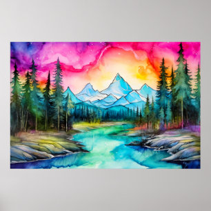 Poster Iluminando Céu Noturno Após Escuro