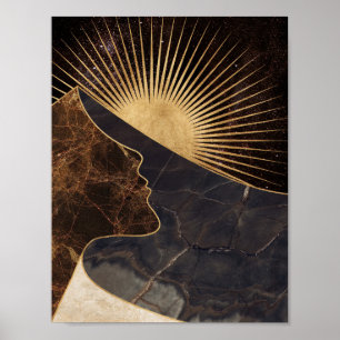 Poster Ilusão da ouro com Texturas Sun e Marble