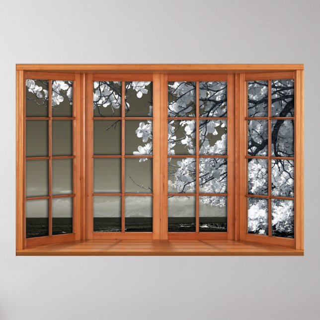 Poster Ilusão falso da janela - Brilhantes brancos minoso (Frente)