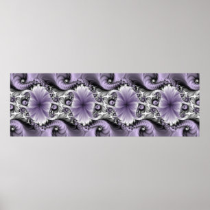 Poster Ilusão Lilás Arte Floral Abstrata Fantasia Fractal