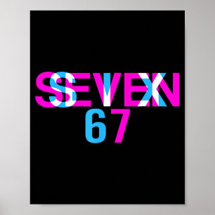 Poster Ilusão Óptica de Glitch Engraçado Seis Sete 67 Mem