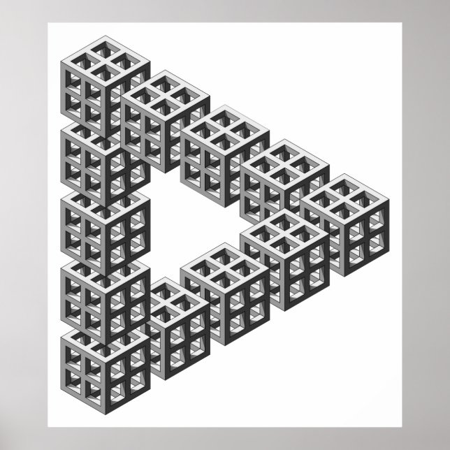 Póster Ilusão Óptica de Triângulo Impossível (Frente)