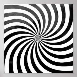 Poster Ilusão Óptica Espiral Preta e Branca
