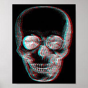 Poster Ilusão Óptica Halloween Esqueleto Crânio