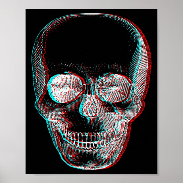 Poster Ilusão Óptica Halloween Esqueleto Crânio (Frente)