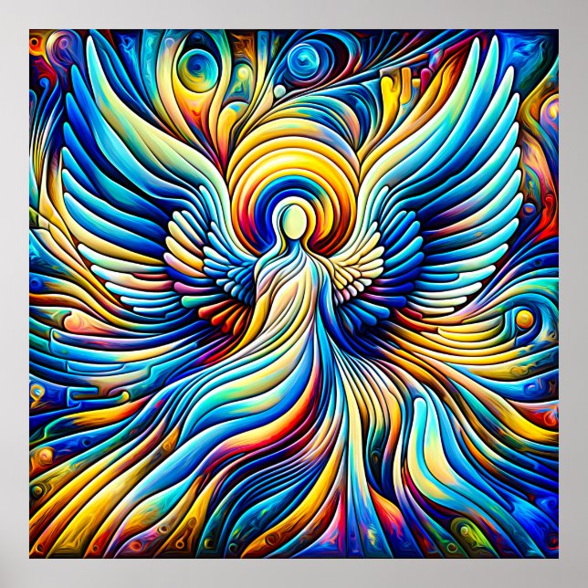 Poster Ilusionismo Abstrato de IA Anjo Efeito Expressioni (Frente)