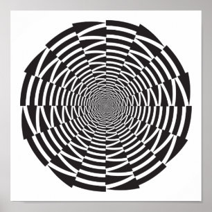 Poster Ilusões Ópticas do Vortex com Seta Preta e Branc