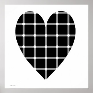 Póster Ilusões Óticas de Coração Negro e Branco