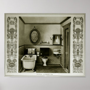 Poster Ilustração 1903 da sala do banho do vintage