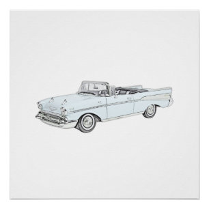 Póster Ilustração 1957 do Convertible do Bel Air de Che