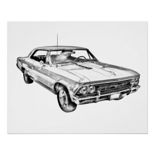 Póster Ilustração 1966 de Chevy Chevelle SS 396