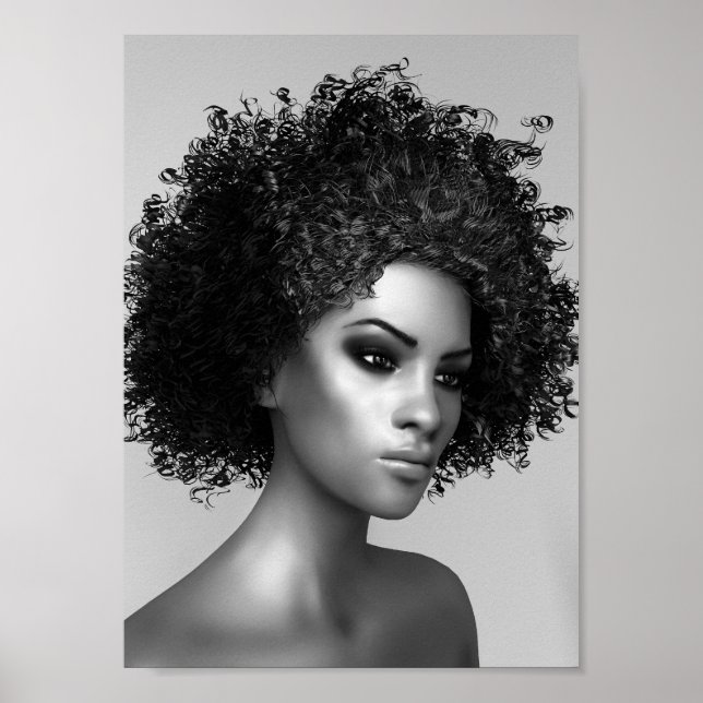 Póster Ilustração 3D Afro Hair (Frente)