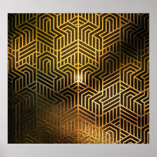 Poster Ilustração 3D da Art Deco, Wallpaper de anúncio.