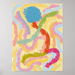 Poster Ilustração Abstrata da Dança Badja de Cabo Verde