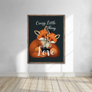 Poster Ilustração Adorável do Casal Fox Love
