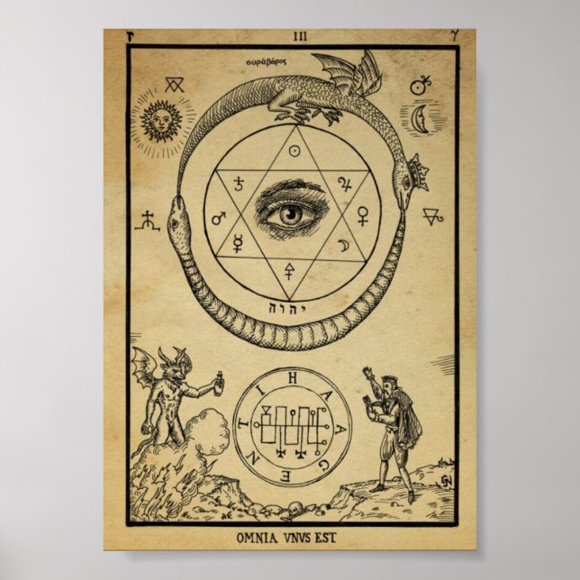 Poster Ilustração Alquímica Vintage (Frente)