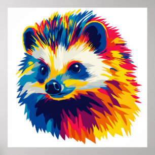 Poster Ilustração Animal Hedgehog Pintura Por Aquarela