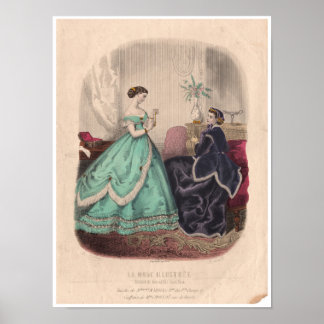 Poster Ilustração Antecipada de Moda Francesa do Século 1