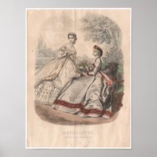Poster Ilustração Antecipada de Moda Francesa do Século 1