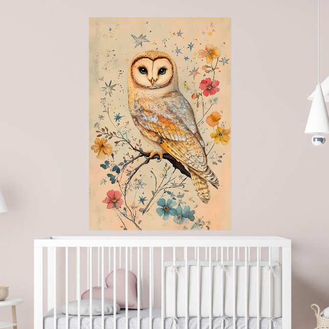 Poster Ilustração artística de uma coruja-barn, (Berçário 2)