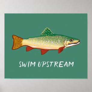 Poster Ilustração ascendente da arte dos peixes da trut
