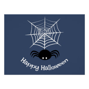 Póster Ilustração Assustadora de Aranha de Halloween