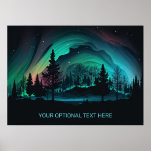 Poster Ilustração Aurora Borealis de Texto Personalizado