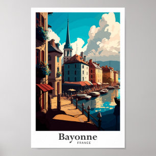 Poster Ilustração Bayonne France Viagem Vintage