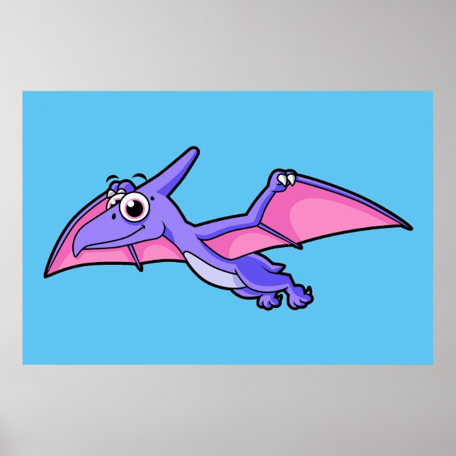 Poster Ilustração Bela De Um Pterodactilo Voador. (Frente)