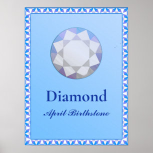 Poster Ilustração Birthstone para abril - Diamond