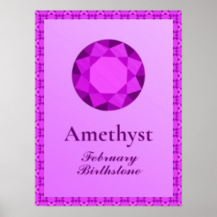 Poster Ilustração Birthstone para fevereiro - Ametist