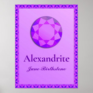 Poster Ilustração Birthstone para junho - Alexandrite Po