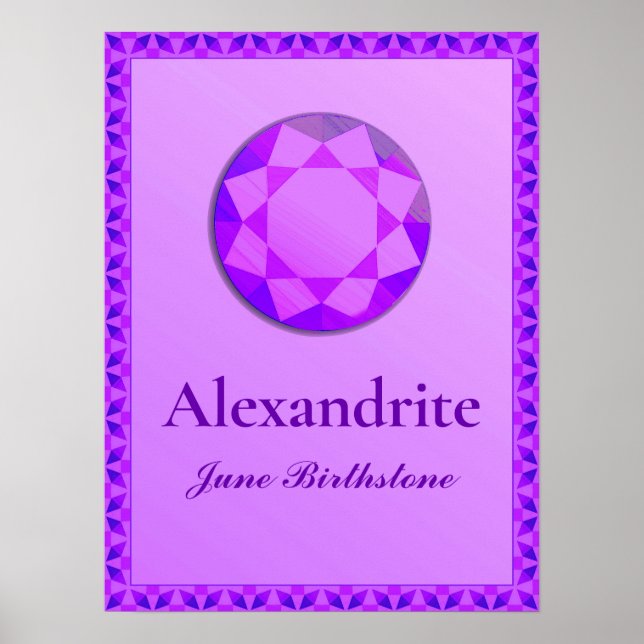 Poster Ilustração Birthstone para junho - Alexandrite Po (Frente)