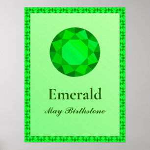 Poster Ilustração Birthstone para maio - Esmerald