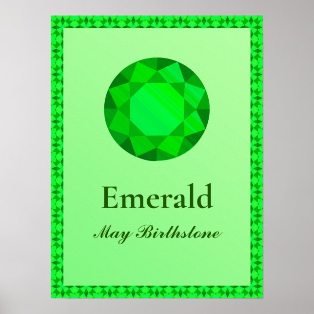 Poster Ilustração Birthstone para maio - Esmerald (Frente)