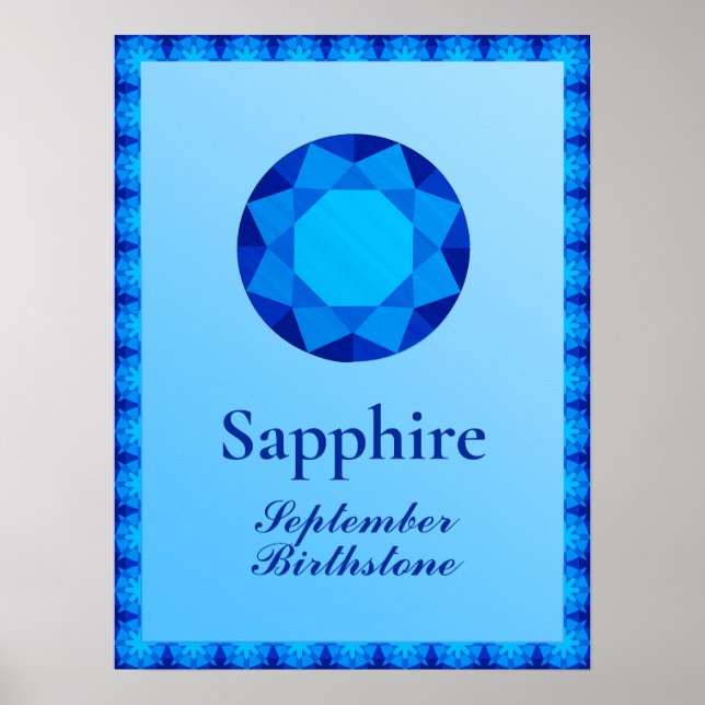 Poster Ilustração Birthstone para setembro - Sapphire (Frente)