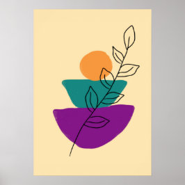 Poster Ilustração boho de folhas