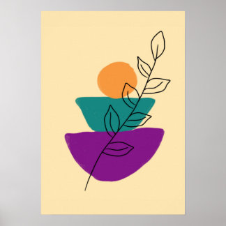 Poster Ilustração boho de folhas