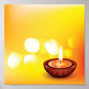 Póster Ilustração bonita do diya do diwali