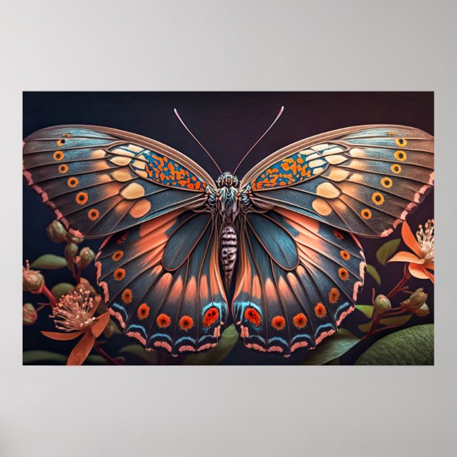 Poster Ilustração bonito de borboleta colorida (Frente)