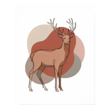 Ilustração Botânica de Veado Outonal Minimalista