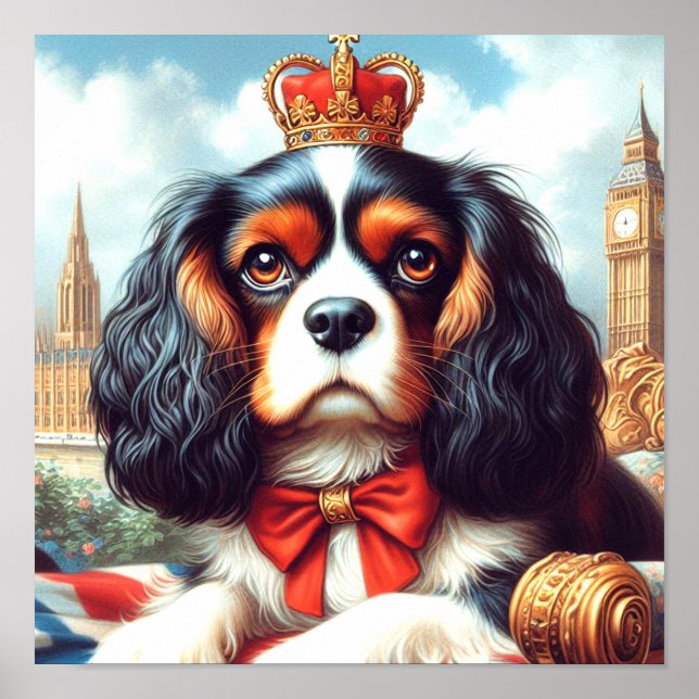 Poster Ilustração Cavalier King Charles Spaniel (Frente)