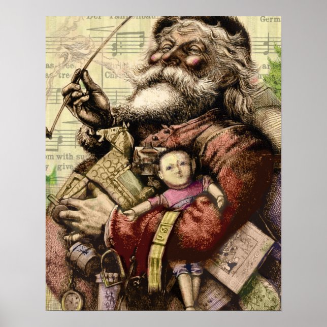 Póster Ilustração Clássica da Árvore Santa feliz (Frente)
