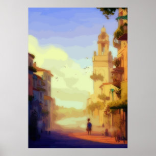 Poster Ilustração clássica da rua Havana