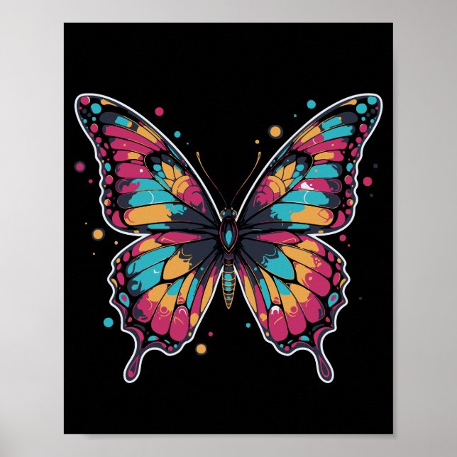 Poster Ilustração Colorida de Borboleta (Frente)