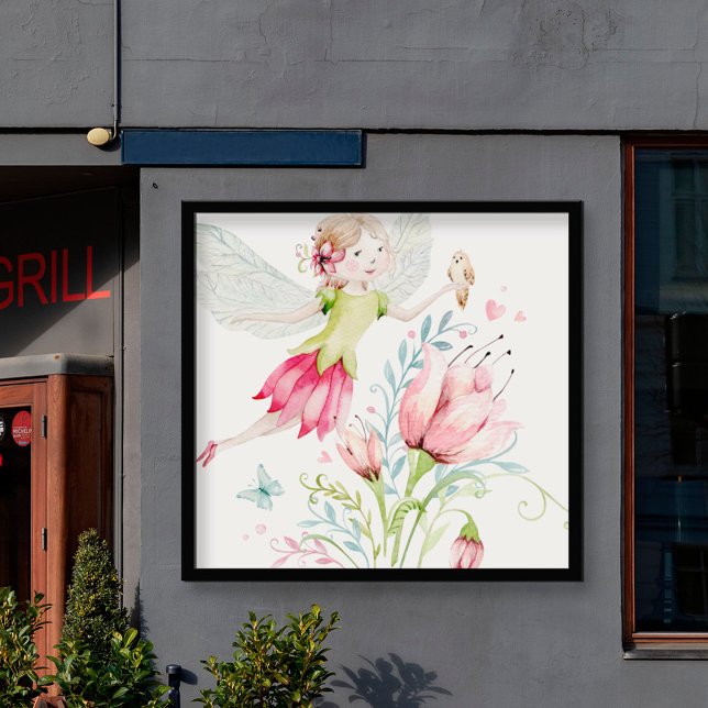 Poster Ilustração colorida de fadas e flores (Criador carregado)