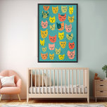 Poster Ilustração Colorida de Gatos Loucos<br><div class="desc">Vejam esses lindos e coloridos gatos loucos! desenhados por mim. Procure mais no meu compro!</div>